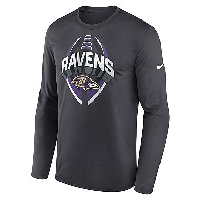 Men's Nike Anthracite Baltimore Ravens Primetime Legend Icon Performance Long Sleeve T-Shirt