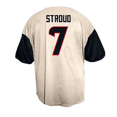 Men's Fanatics C.J. Stroud Cream Houston Texans Big & Tall Baseball Button-Up Shirt