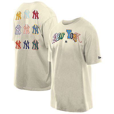 Men's New Era Cream New York Yankees Ransom Note Oversized T-Shirt