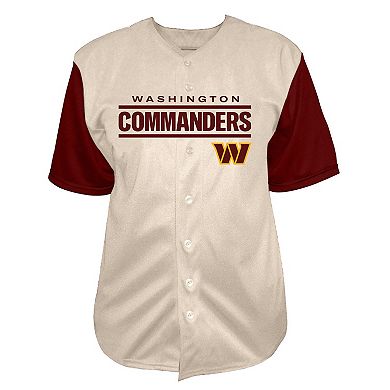 Men's Fanatics Jayden Daniels Cream Washington Commanders Big & Tall Baseball Button-Up Shirt