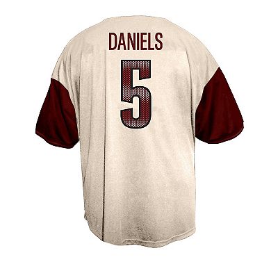 Men's Fanatics Jayden Daniels Cream Washington Commanders Big & Tall Baseball Button-Up Shirt