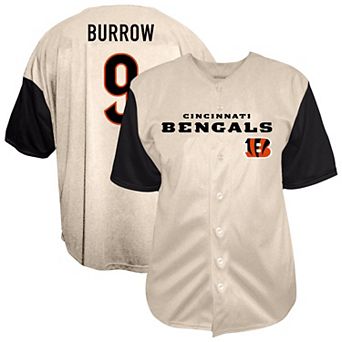 Men's Fanatics Joe Burrow Cream Cincinnati Bengals Big & Tall Baseball Button-Up Shirt