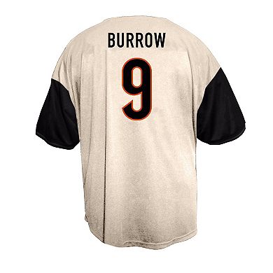 Men's Fanatics Joe Burrow Cream Cincinnati Bengals Big & Tall Baseball Button-Up Shirt