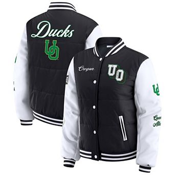Women's WEAR by Erin Andrews Black Oregon Ducks Varsity Puffer Jacket