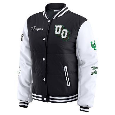 Women's WEAR by Erin Andrews Black Oregon Ducks Varsity Puffer Jacket