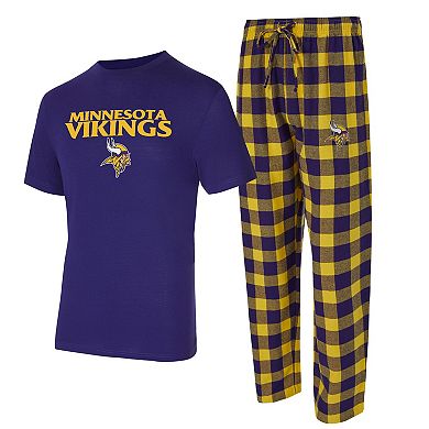 Men's Concepts Sport Purple/Gold Minnesota Vikings Big & Tall Avondale T-Shirt & Flannel Pants Sleep Set