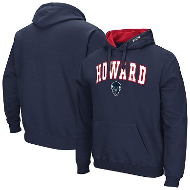 Men's Colosseum Navy Howard Bison Arch & Logo 3.0 Pullover Hoodie