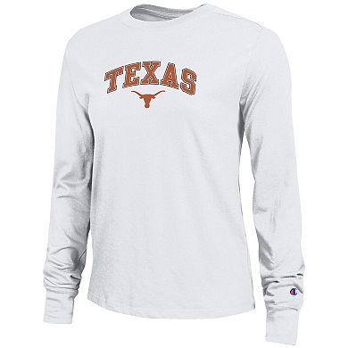 Women's Champion White Texas Longhorns Arch Over Logo Long Sleeve T-Shirt