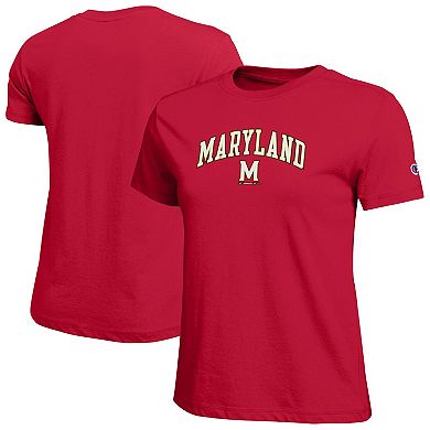 Women's Champion Red Maryland Terrapins Arched Over Logo T-Shirt