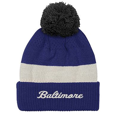 Youth Outerstuff Purple Baltimore Ravens Modern Fan Cuffed Knit Hat with Pom
