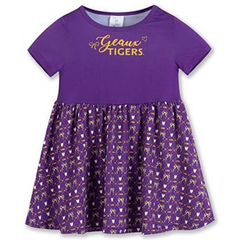 Girls Toddler ZooZatz Purple LSU Tigers Short Sleeve Dress
