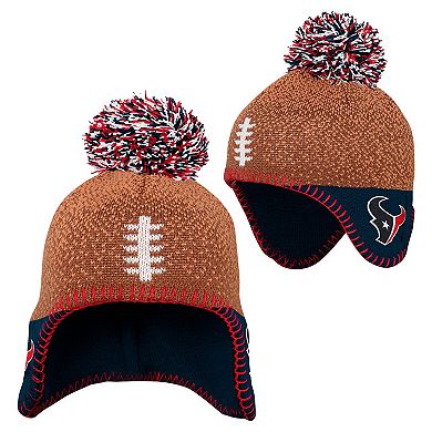Preschool Brown Houston Texans Football Head Knit Hat with Pom