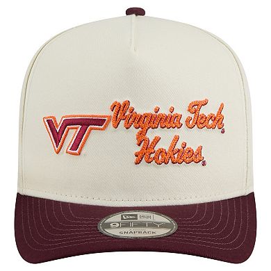 Men's New Era Cream/Maroon Virginia Tech Hokies Vintage Chainstitch 9FIFTY A-Frame Snapback Hat