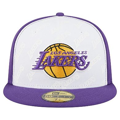 Men's New Era White/Purple Los Angeles Lakers Repeat 59Fifty Fitted Hat