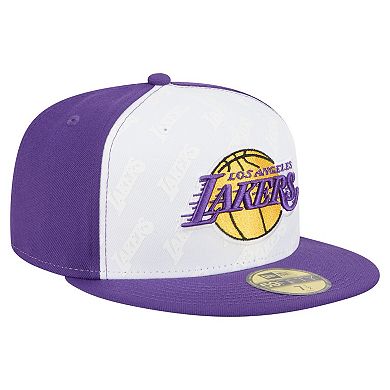 Men's New Era White/Purple Los Angeles Lakers Repeat 59Fifty Fitted Hat