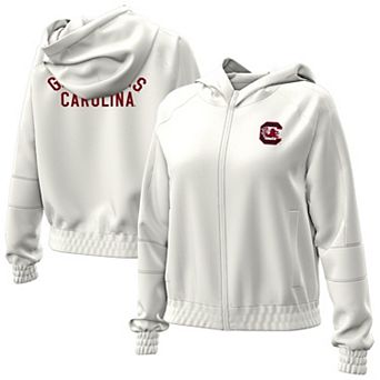 Women's Under Armour Natural South Carolina Gamecocks Gameday Rival Fleece Full-Zip Cropped Hoodie