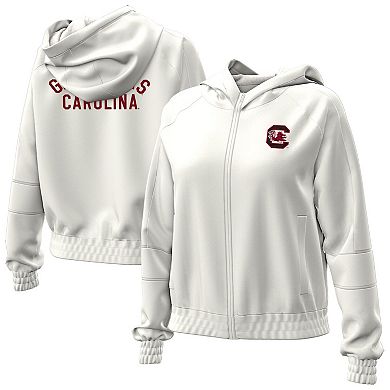 Women's Under Armour Natural South Carolina Gamecocks Gameday Rival Fleece Full-Zip Cropped Hoodie