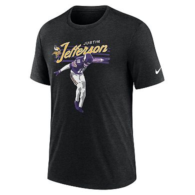 Men's Nike Justin Jefferson Heather Black Minnesota Vikings Player Graphic T-Shirt