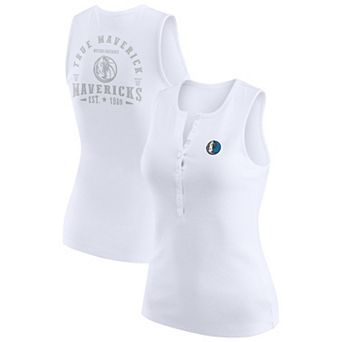 Women's WEAR by Erin Andrews White Dallas Mavericks Rib-Knit Henley Tank Top