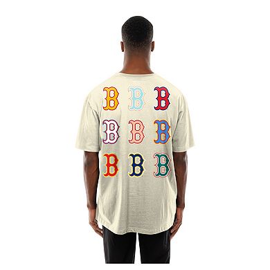 Men's New Era Cream Boston Red Sox Ransom Note Oversized T-Shirt