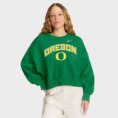 Women's Nike Green Oregon Ducks Oversized Phoenix Arch Pullover Sweatshirt
