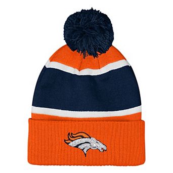 Girls Outerstuff Orange Denver Broncos Let's Play Cuffed Knit Hat with Pom