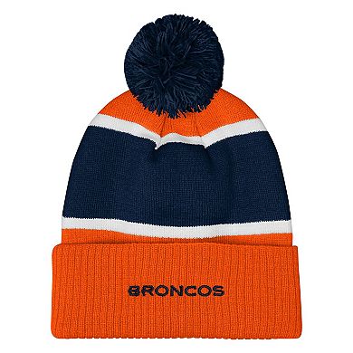 Girls Outerstuff Orange Denver Broncos Let's Play Cuffed Knit Hat with Pom