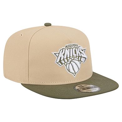 Men's New Era Khaki/Olive New York Knicks Color Pack Two-Tone A-Frame 9FIFTY Snapback Hat
