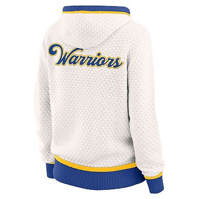 Women's WEAR by Erin Andrews White Golden State Warriors Plus Size Hoodie Sweater