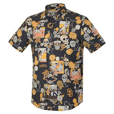 Men's Reyn Spooner Black San Diego Padres Día De Los Muertos Performance Full-Button Aloha Shirt