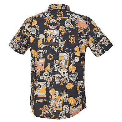 Men's Reyn Spooner Black San Diego Padres Día De Los Muertos Performance Full-Button Aloha Shirt