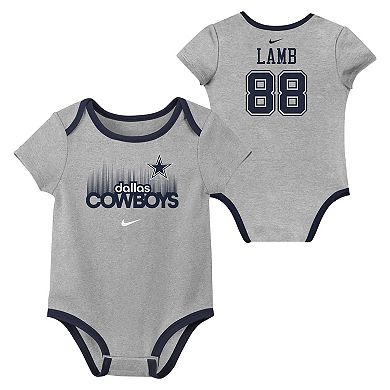 Newborn & Infant Nike CeeDee Lamb Dallas Cowboys Name & Number 3-Pack Bodysuit Set