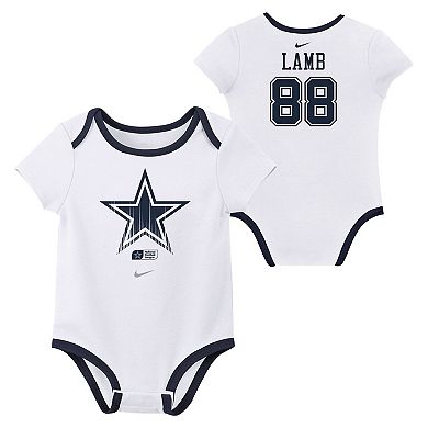 Newborn & Infant Nike CeeDee Lamb Dallas Cowboys Name & Number 3-Pack Bodysuit Set