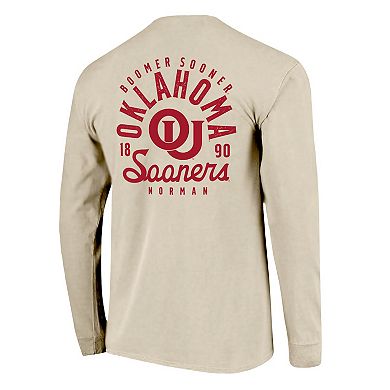 Men's Natural Oklahoma Sooners Comfort Colors Mascot Overlay Long Sleeve T-Shirt