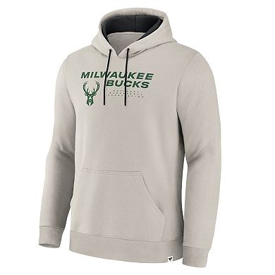 Men's Fanatics Off White Milwaukee Bucks Crossover Collection Blocked Shot Premium Pullover Hoodie