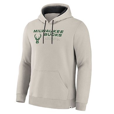 Men's Fanatics Off White Milwaukee Bucks Crossover Collection Blocked Shot Premium Pullover Hoodie
