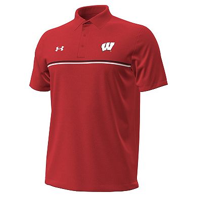 Men's Under Armour Red Wisconsin Badgers Performance Drive Chest Stripe Polo