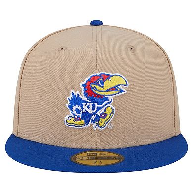 Men's New Era Khaki Kansas Jayhawks Two-Tone 59FIFTY Fitted Hat
