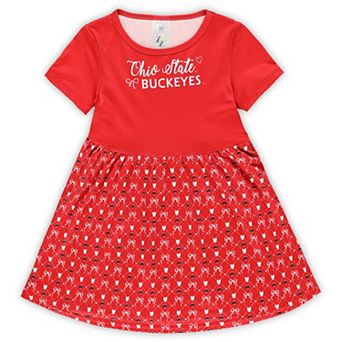 Girls Toddler ZooZatz Scarlet Ohio State Buckeyes Short Sleeve Dress
