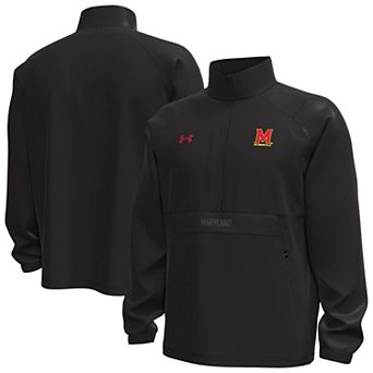 Men's Under Armour Black Maryland Terrapins Unstoppable Woven Anorak Storm Tech Half-Zip Jacket