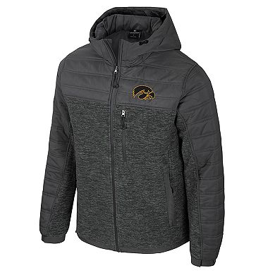 Men's Colosseum Charcoal Iowa Hawkeyes Nightman Full-Zip Hoodie Puffer Jacket