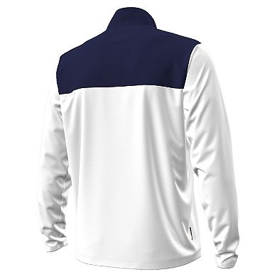 Men's Under Armour White/Navy Notre Dame Fighting Irish Green Blocked Quarter-Zip Pullover