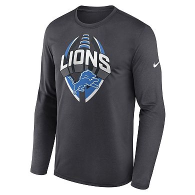 Men's Nike Anthracite Detroit Lions Primetime Legend Icon Performance Long Sleeve T-Shirt