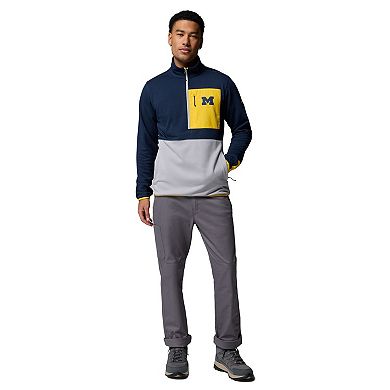 Men's Columbia Navy/Gray Michigan Wolverines Hike Omni-Wick Half-Zip Pullover