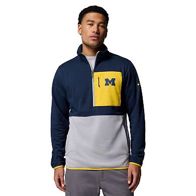 Men's Columbia Navy/Gray Michigan Wolverines Hike Omni-Wick Half-Zip Pullover