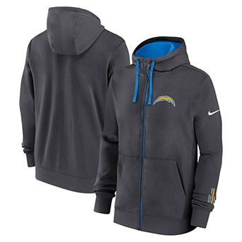 Men's Nike Anthracite Los Angeles Chargers Primetime Club Full-Zip Hoodie