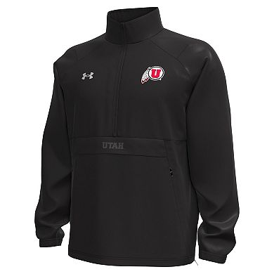 Men's Under Armour Black Utah Utes Unstoppable Woven Anorak Storm Tech Half-Zip Jacket