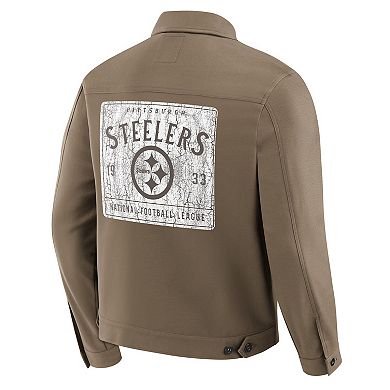 Men's Darius Rucker Collection by Fanatics Tan Pittsburgh Steelers Trucker Full-Button Jacket