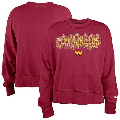 Girl's New Era Burgundy Washington Commanders Flip Sequin Sweatshirt