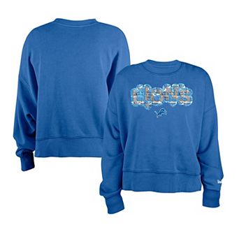 Girl's New Era Blue Detroit Lions Flip Sequin Sweatshirt